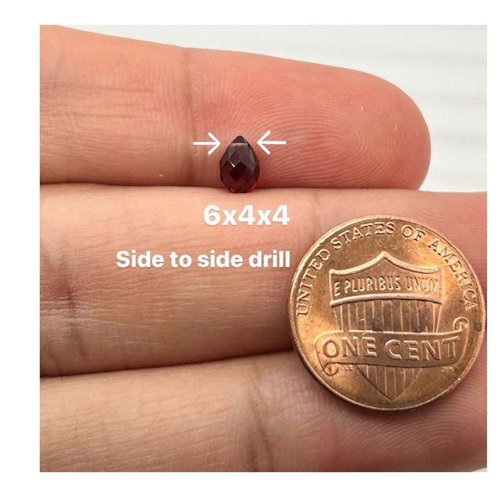 Natural Garnet Pear Briolette | Side to Side Drill AAA Quality Available in 6x4mm - 10x7mm