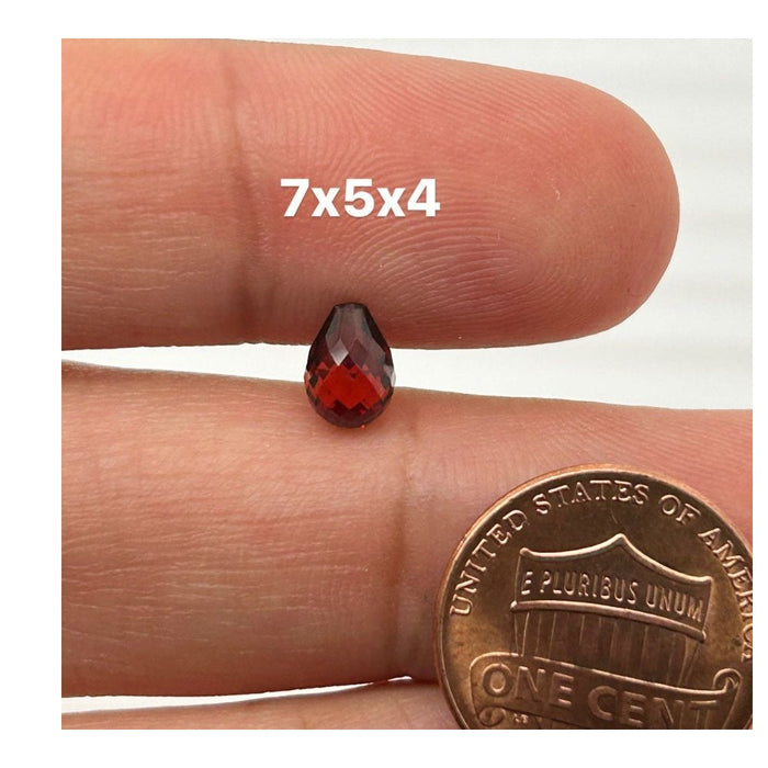 Natural Garnet Pear Briolette | Top drill only AAA Quality Available in 7x5x4mm
