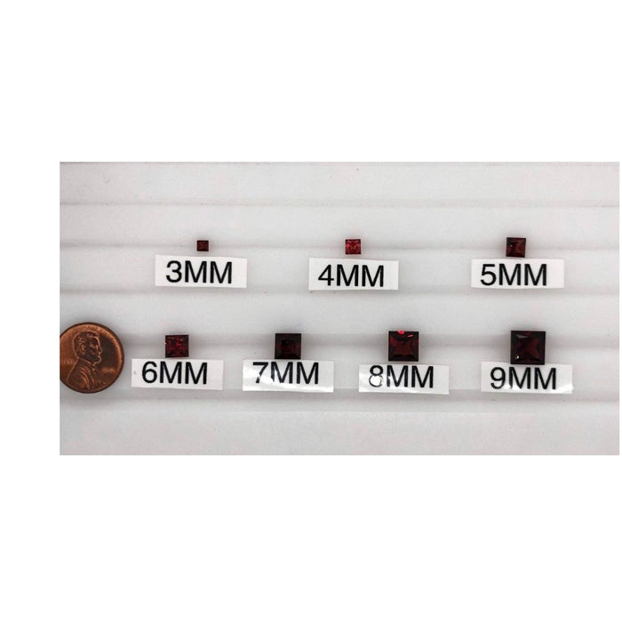 Natural Mozambique Garnet Square-Princess Cut AAA Quality from 2MM-12MM