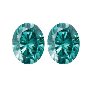 Lab Created Oval Teal Moissanite