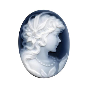 Oval Black Agate Victorian Lady A Cameo