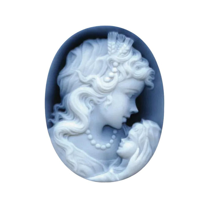 Oval Black Agate Woman & Child Cameo