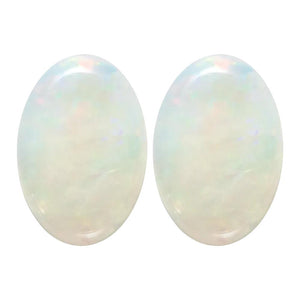 Natural White Australian Opal Oval Cabochon Cut