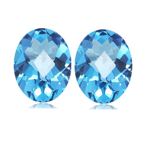 Swiss Blue Topaz Oval Checkered Cut