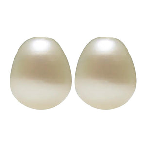 Oval Half Drilled White Freshwater Cultured Pearl