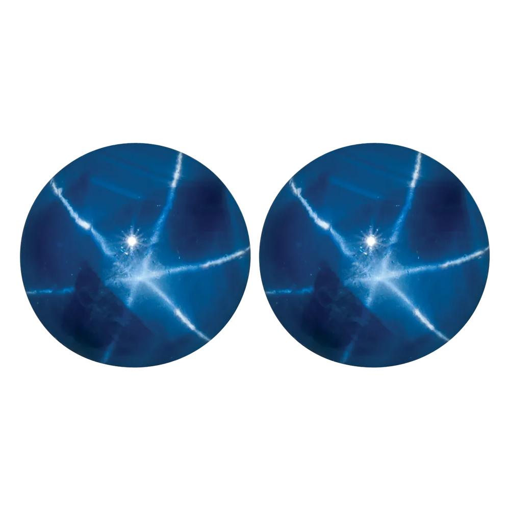 Natural Round Cabochon Loose Blue Star Sapphire