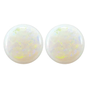 Natural White Australian Opal Round Cabochon Cut