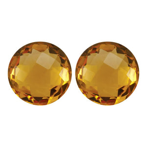 Natural Yellow Citrine Round Double Sided Checkerboard Cut