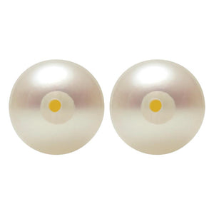 Round Flat Back Half Drilled White Akoya Cultured Pearl