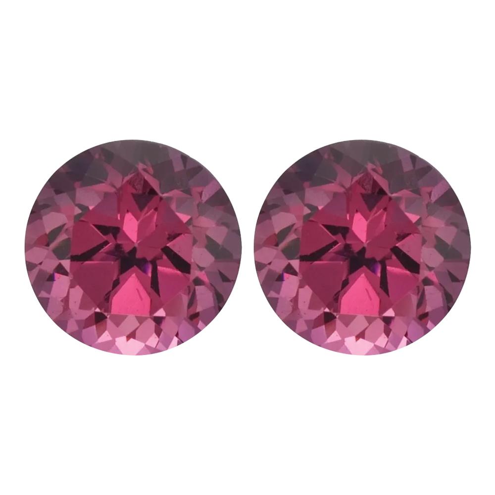 Natural Rhodolite Garnet 7mm Round - 1.55 CTW - Eye Clean, Excellent Cut - Unenhanced - Loose Gemstone