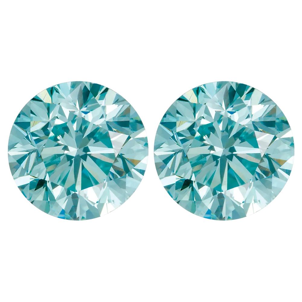 Treated Round SI Quality Loose Aqua Blue Diamond