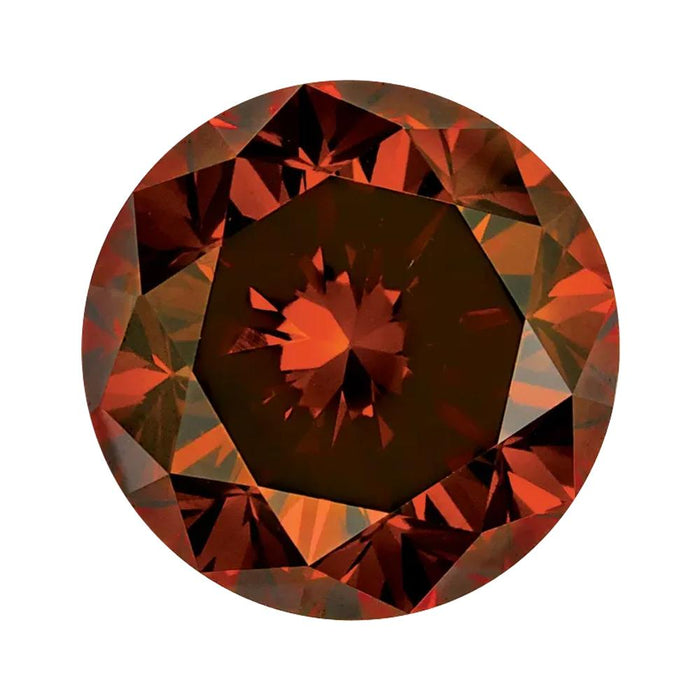 Treated Round SI Quality Loose Burnt Orange Diamond