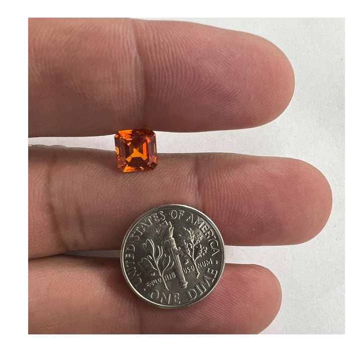 Synthetic Orange Sapphire Asscher Cut AAA Quality Available in 5x5mm - 8x8mm