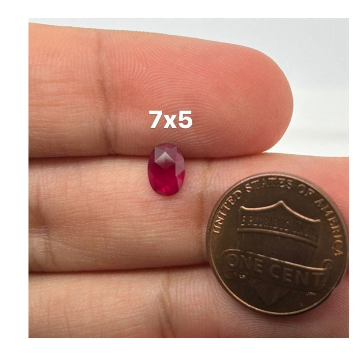 Synthetic Ruby Oval Rose Cut