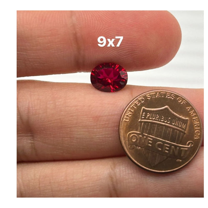 Synthetic Ruby Oval Concave Cut in 7x5mm-14x10mm