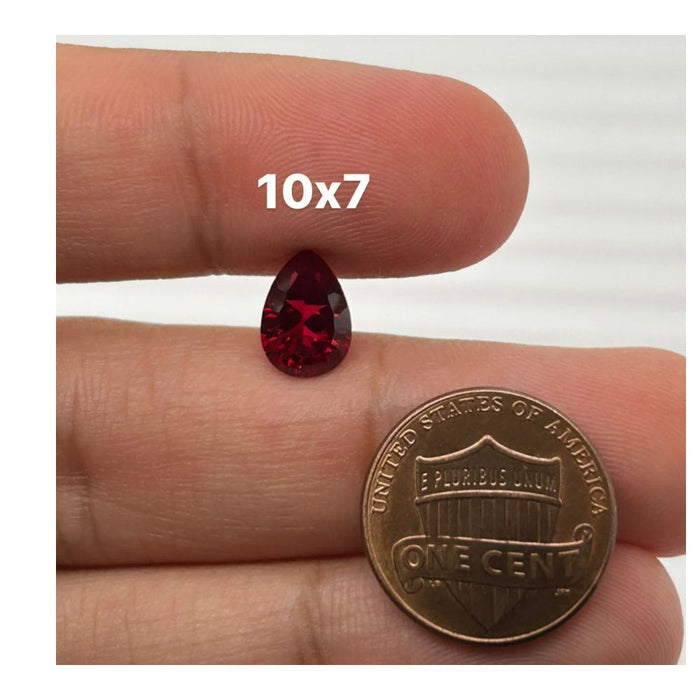 Synthetic Ruby Pear Concave Cut 10x7mm