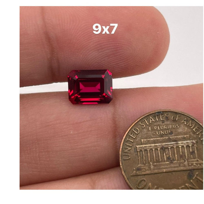 Synthetic Ruby Emerald-Cut