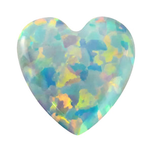 Lab Created White Opal Cabochon Heart Cut